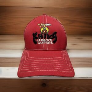 Khiva Shriners Lubbock Duffers Hat Red Embroidered Masonic Temple Golf Cap Texas
